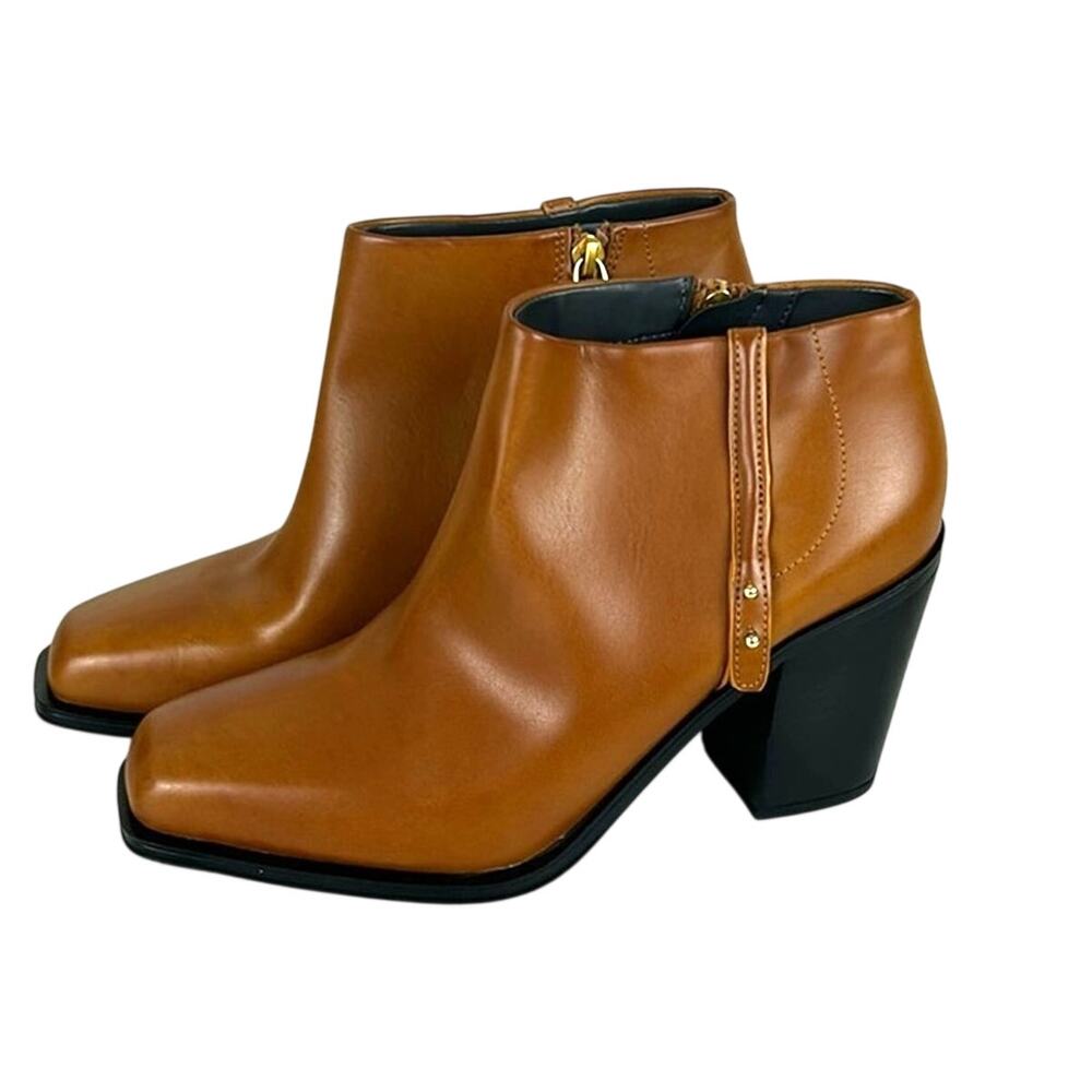 Franco Sarto Vivica Womens 9M Golden Brown Faux Leather Ankle Boots NEW